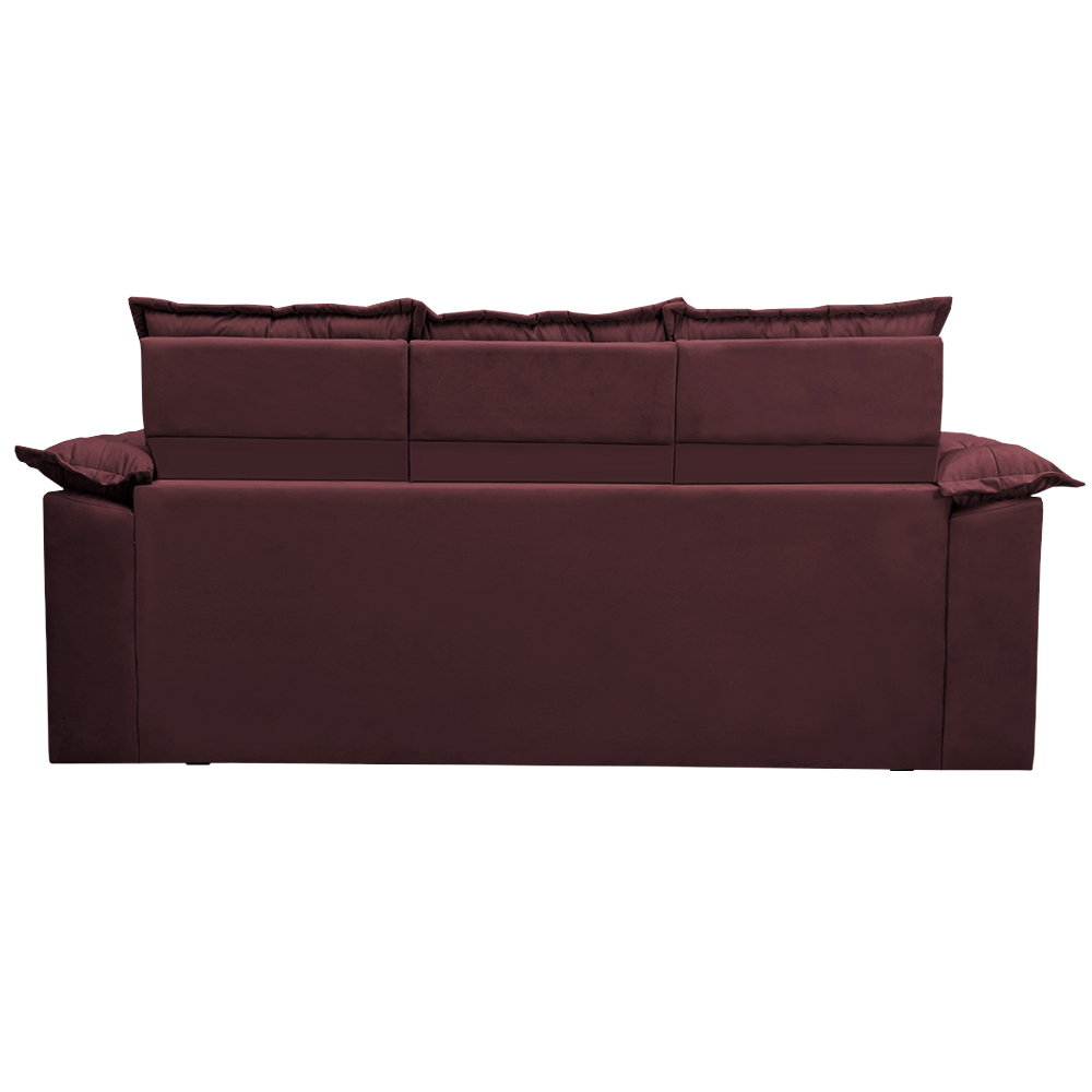Conjunto de Sofá 3 e 2 Lugares Retrátil e Reclinável Cama inBox Compact 2,00x1,50m Velusoft Vinho