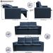 Conjunto de Sofá 3 e 2 Lugares Retrátil e Reclinável Cama inBox Slim 2,00x1,50m Velusoft Azul