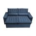 Conjunto de Sofá 3 e 2 Lugares Retrátil e Reclinável Cama inBox Slim 2,00x1,50m Velusoft Azul