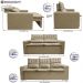 Conjunto de Sofá 3 e 2 Lugares Retrátil e Reclinável Cama inBox Slim 2,00x1,50m Velusoft Bege