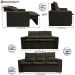Conjunto de Sofá 3 e 2 Lugares Retrátil e Reclinável Cama inBox Slim 2,00x1,50m Velusoft Café