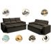Conjunto de Sofá 3 e 2 Lugares Retrátil e Reclinável Cama inBox Slim 2,00x1,50m Velusoft Café