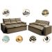 Conjunto de Sofá 3 e 2 Lugares Retrátil e Reclinável Cama inBox Slim 2,00x1,50m Velusoft Castor