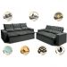 Conjunto de Sofá 3 e 2 Lugares Retrátil e Reclinável Cama inBox Slim 2,00x1,50m Velusoft Cinza
