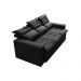 Conjunto de Sofá 3 e 2 Lugares Retrátil e Reclinável Cama inBox Slim 2,00x1,50m Velusoft Preto