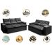 Conjunto de Sofá 3 e 2 Lugares Retrátil e Reclinável Cama inBox Slim 2,00x1,50m Velusoft Preto