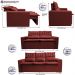 Conjunto de Sofá 3 e 2 Lugares Retrátil e Reclinável Cama inBox Slim 2,00x1,50m Velusoft Vermelho
