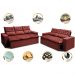 Conjunto de Sofá 3 e 2 Lugares Retrátil e Reclinável Cama inBox Slim 2,00x1,50m Velusoft Vermelho