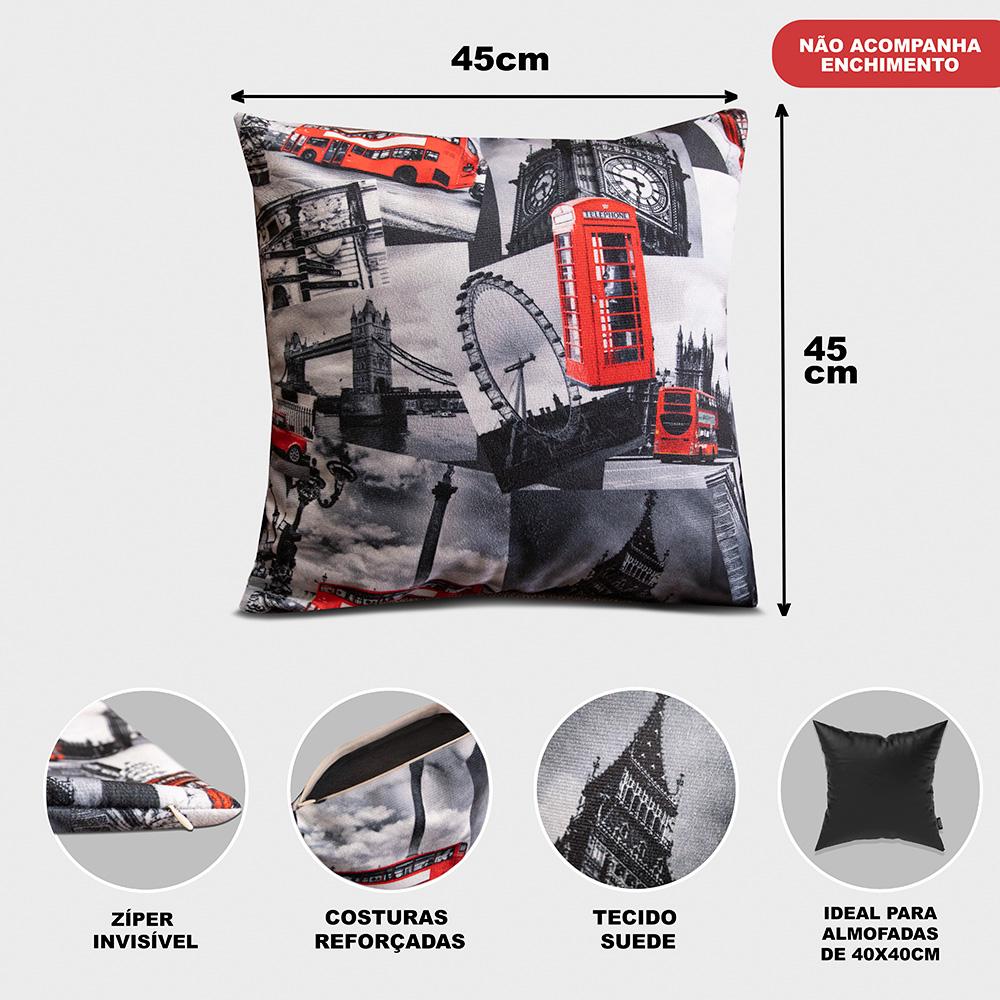 Kit 2 Capas de Almofadas Londres 45x45cm Cama inBox