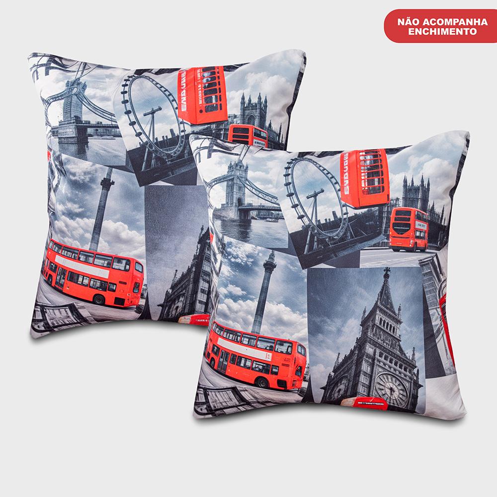 Kit 2 Capas de Almofadas Londres 45x45cm Cama inBox
