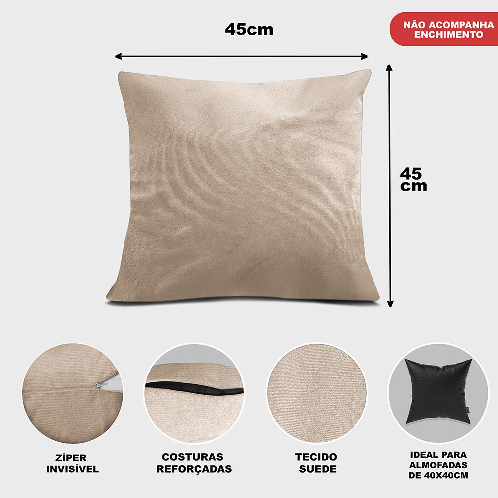 Kit 2 Capas de Almofadas Velusoft Bege 45x45cm Cama inBox
