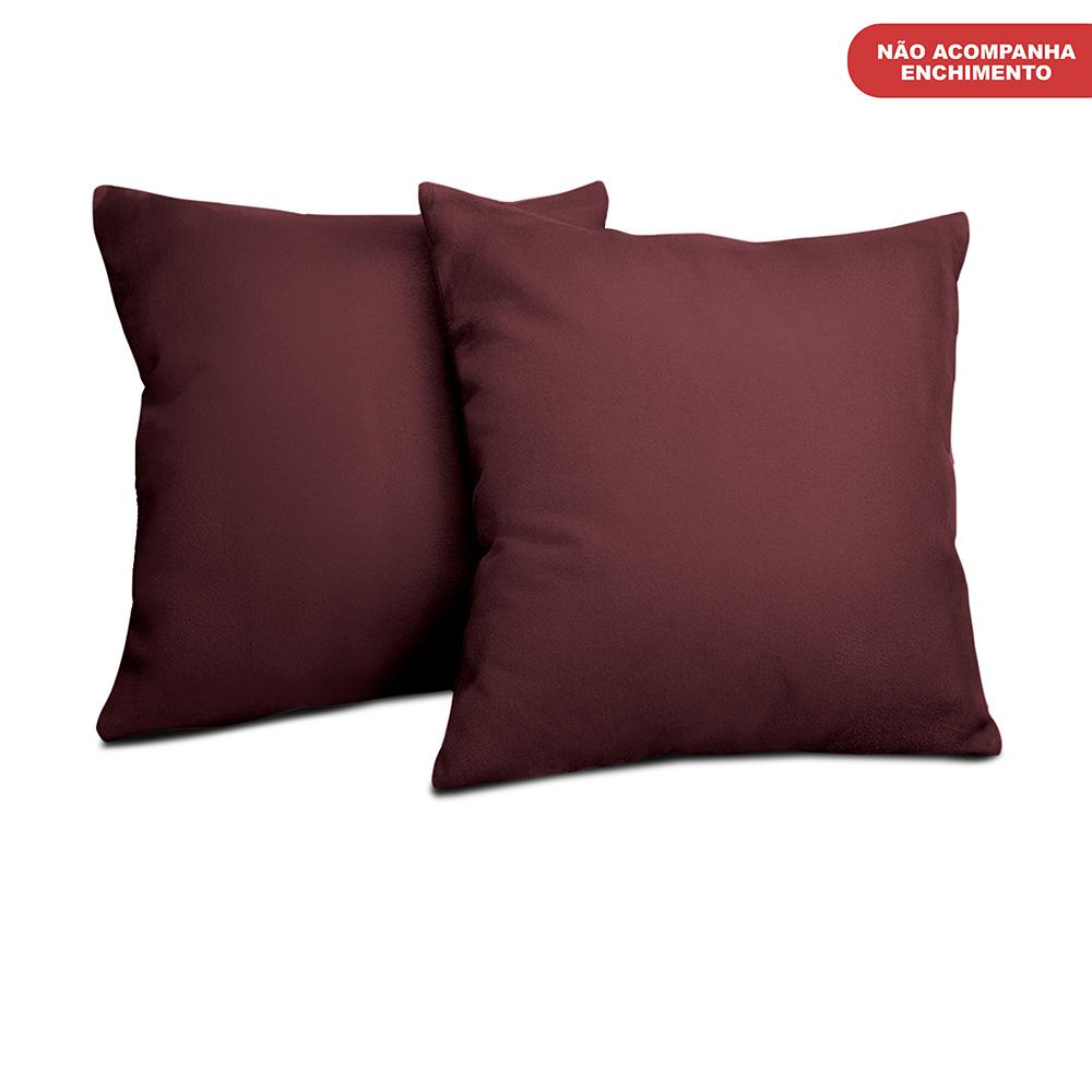 Kit 2 Capas de Almofadas Velusoft Vinho 45x45cm Cama inBox