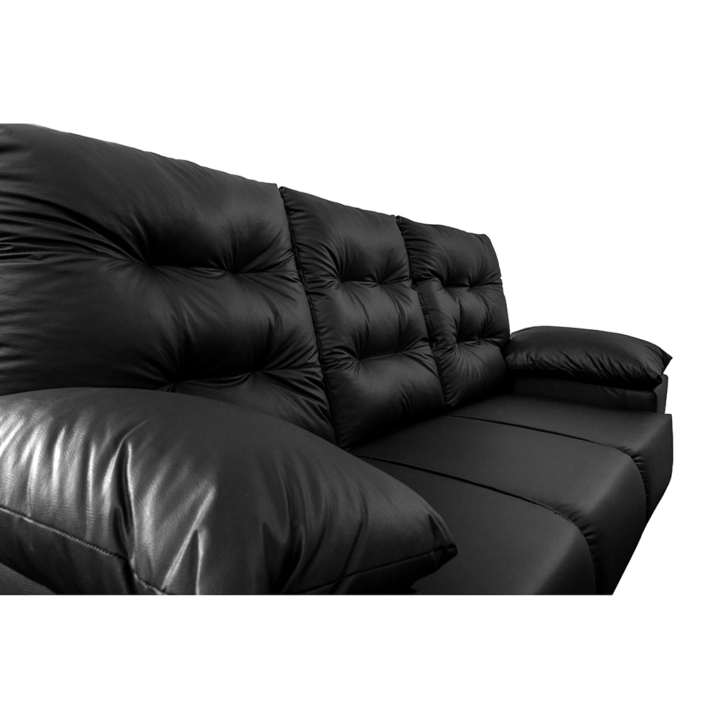 Conjunto Sofá Luxemburgo 3 E 2 Lugares 1,52m e 2,02m Courino Preto
