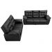 Conjunto Sofá Luxemburgo 3 E 2 Lugares 1,52m e 2,02m Courino Preto