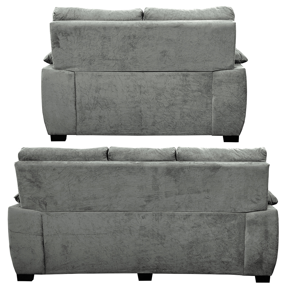 Conjunto Sofá Luxemburgo 3 e 2 Lugares 1,52m e 2,02m Suede Cinza