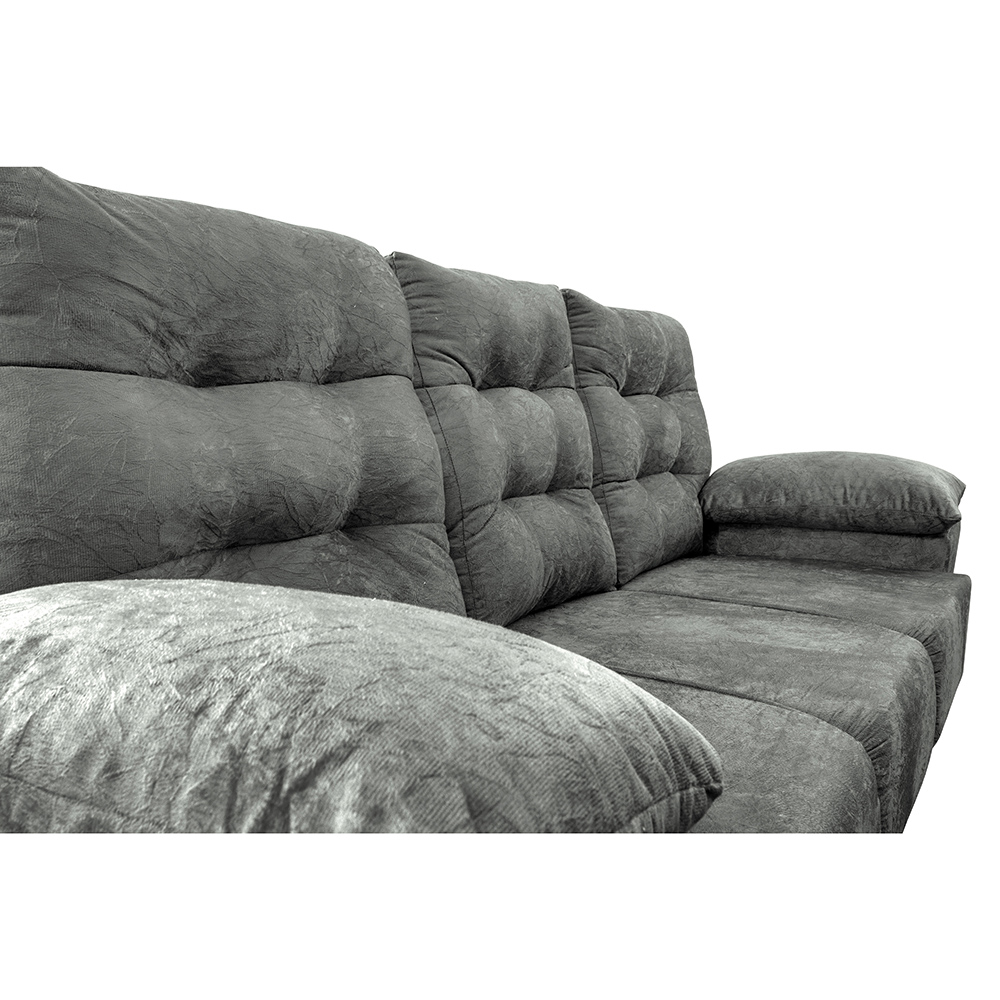 Conjunto Sofá Luxemburgo 3 e 2 Lugares 1,52m e 2,02m Suede Cinza