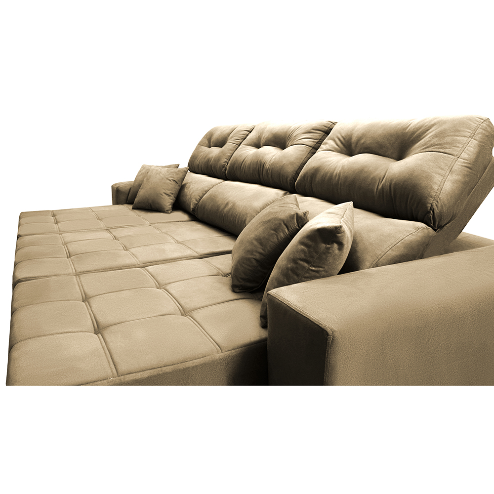 Sofá Retrátil e Reclinável Cama inBox Diamond 2,25m Tecido Suede Velusoft Castor