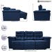 Sofa Itália 2,40 Mts Retrátil e Reclinavel Tecido Suede Azul - Cama InBox