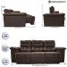 Sofa Itália 2,60 Mts Retrátil e Reclinavel Tecido Suede Café - Cama InBox