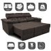 Sofa Itália 2,60 Mts Retrátil e Reclinavel Tecido Suede Café - Cama InBox