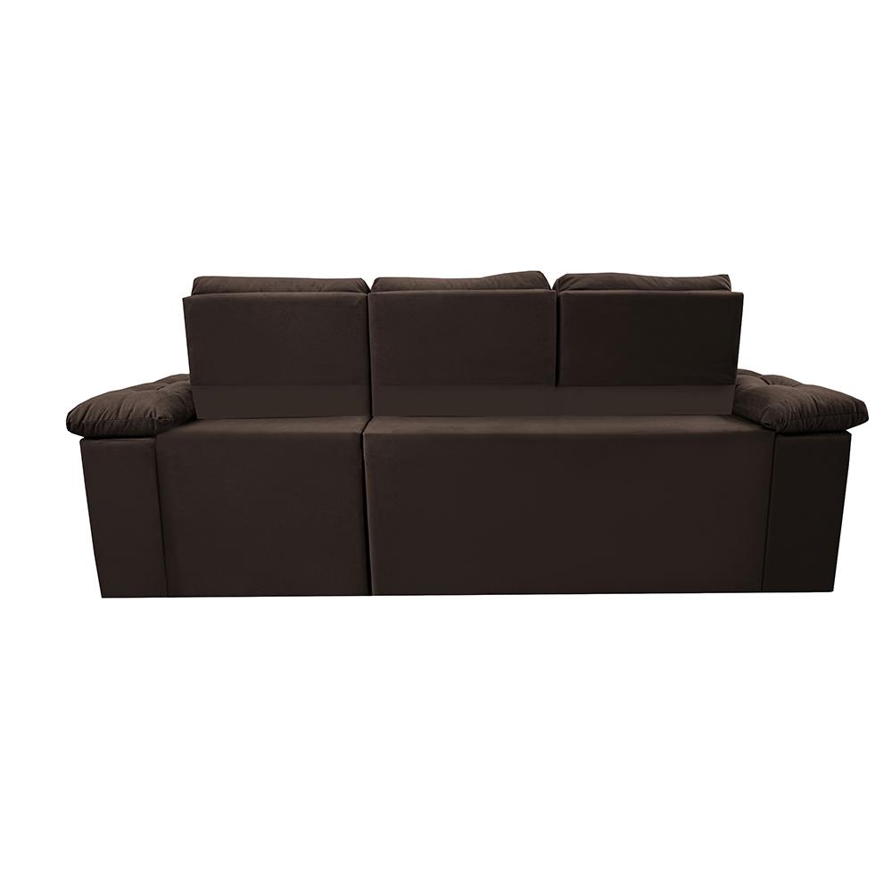 Sofa Itália 2,60 Mts Retrátil e Reclinavel Tecido Suede Café - Cama InBox