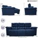 Sofa Itália 2,80 Mts Retrátil e Reclinavel Tecido Suede Azul - Cama InBox