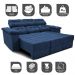 Sofa Itália 2,80 Mts Retrátil e Reclinavel Tecido Suede Azul - Cama InBox