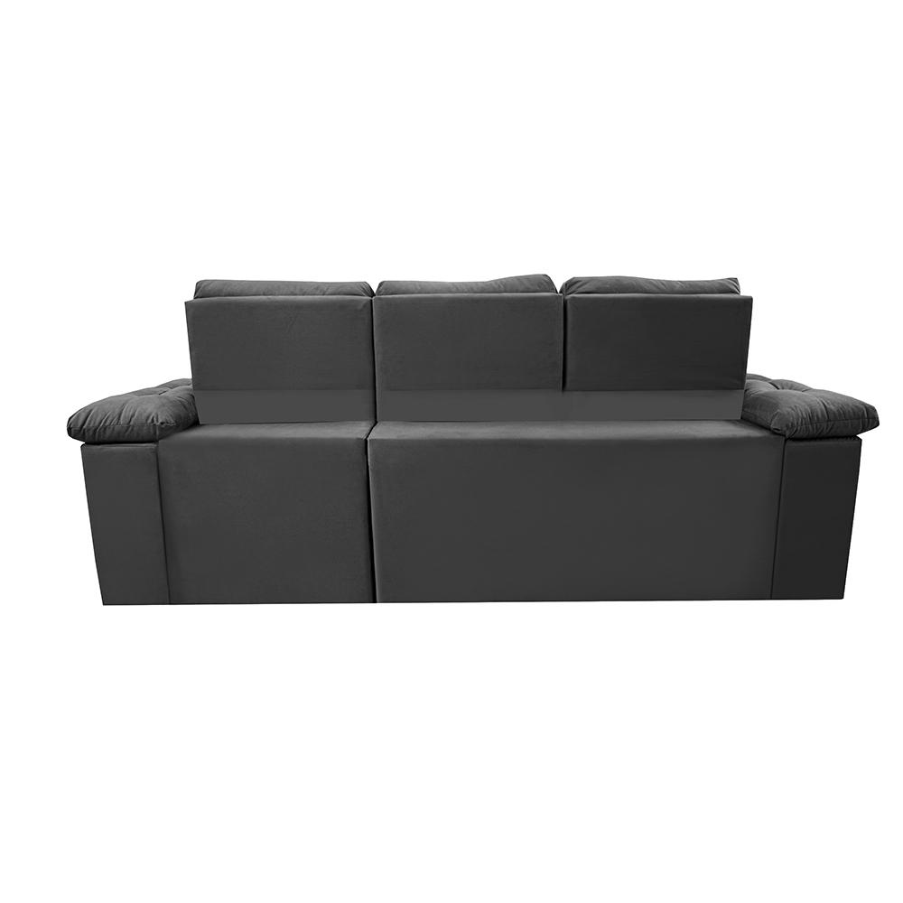 Sofa Itália 2,80 Mts Retrátil e Reclinavel Tecido Suede Cinza - Cama InBox