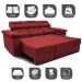 Sofa Itália 2,80 Mts Retrátil e Reclinavel Tecido Suede Vermelho - Cama InBox