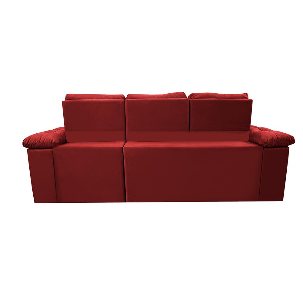 Sofa Itália 2,80 Mts Retrátil e Reclinavel Tecido Suede Vermelho - Cama InBox