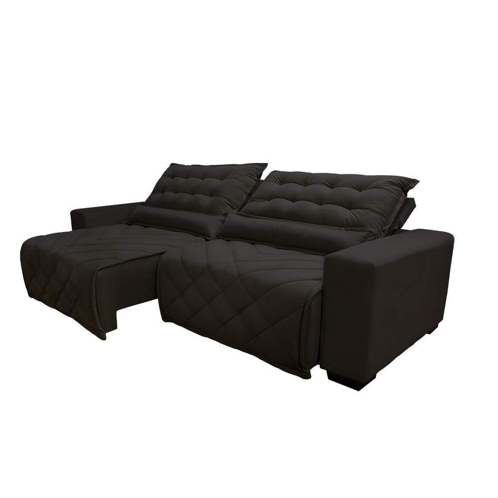Sofá 2,02m Retrátil e Reclinável com Molas Cama inBox Plus Tecido Suede Velusoft Café