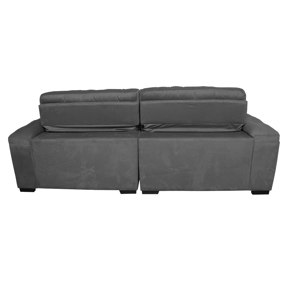 Sofá 2,02m Retrátil e Reclinável com Molas Cama inBox Top Tecido Suede Velusoft Cinza
