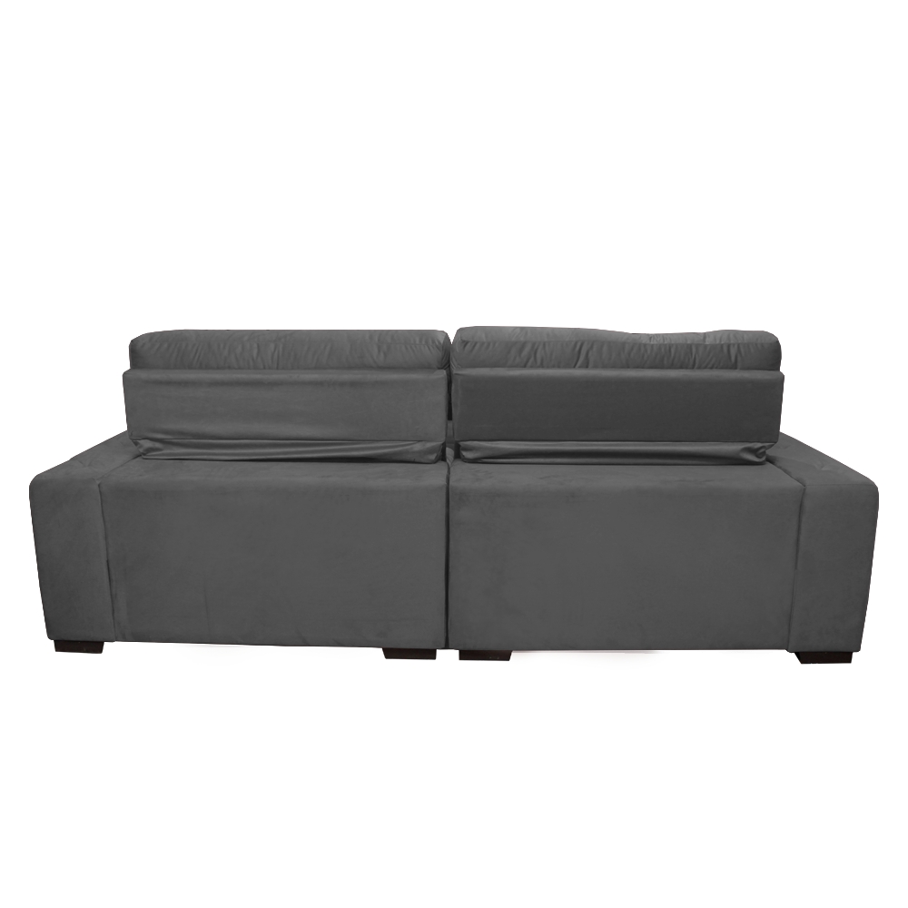 Sofá 2,22m Retrátil e Reclinável com Molas Cama inBox Confort Tecido Suede Velusoft Cinza