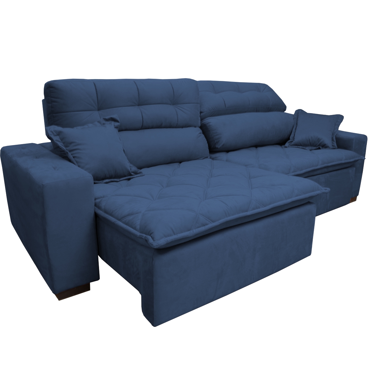 Sofá 2,32m Retrátil e Reclinável com Molas Cama inBox Confort Tecido Suede Velusoft Azul