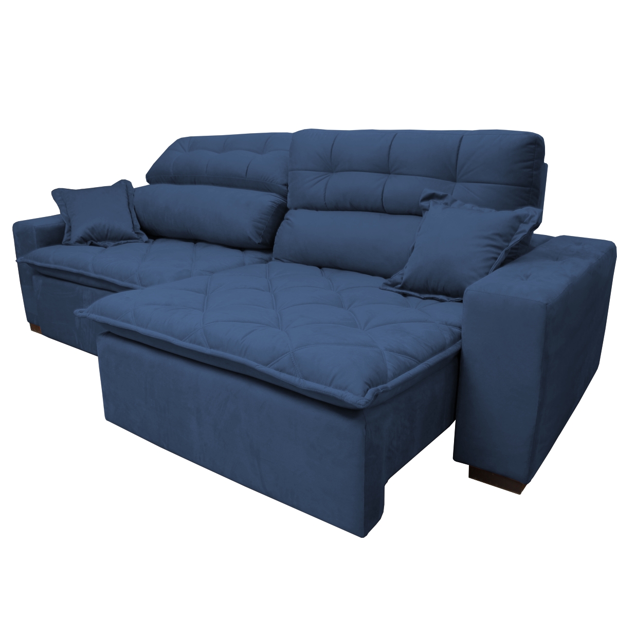 Sofá 2,32m Retrátil e Reclinável com Molas Cama inBox Confort Tecido Suede Velusoft Azul