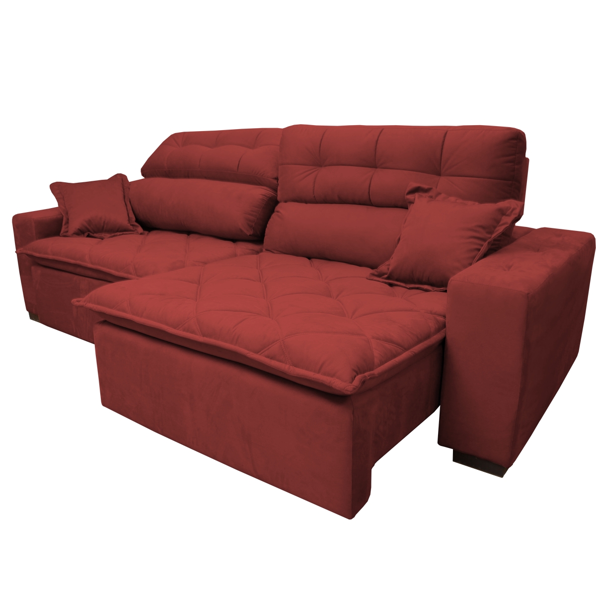 Sofá 2,32m Retrátil e Reclinável com Molas Cama inBox Confort Tecido Suede Velusoft Vermelho