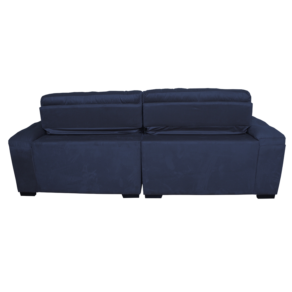 Sofá 2,32m Retrátil e Reclinável com Molas Cama inBox Top Tecido Suede Velusoft Azul