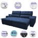 Sofá 2,42m Retrátil e Reclinável com Molas Cama inBox Confort Tecido Suede Velusoft Azul