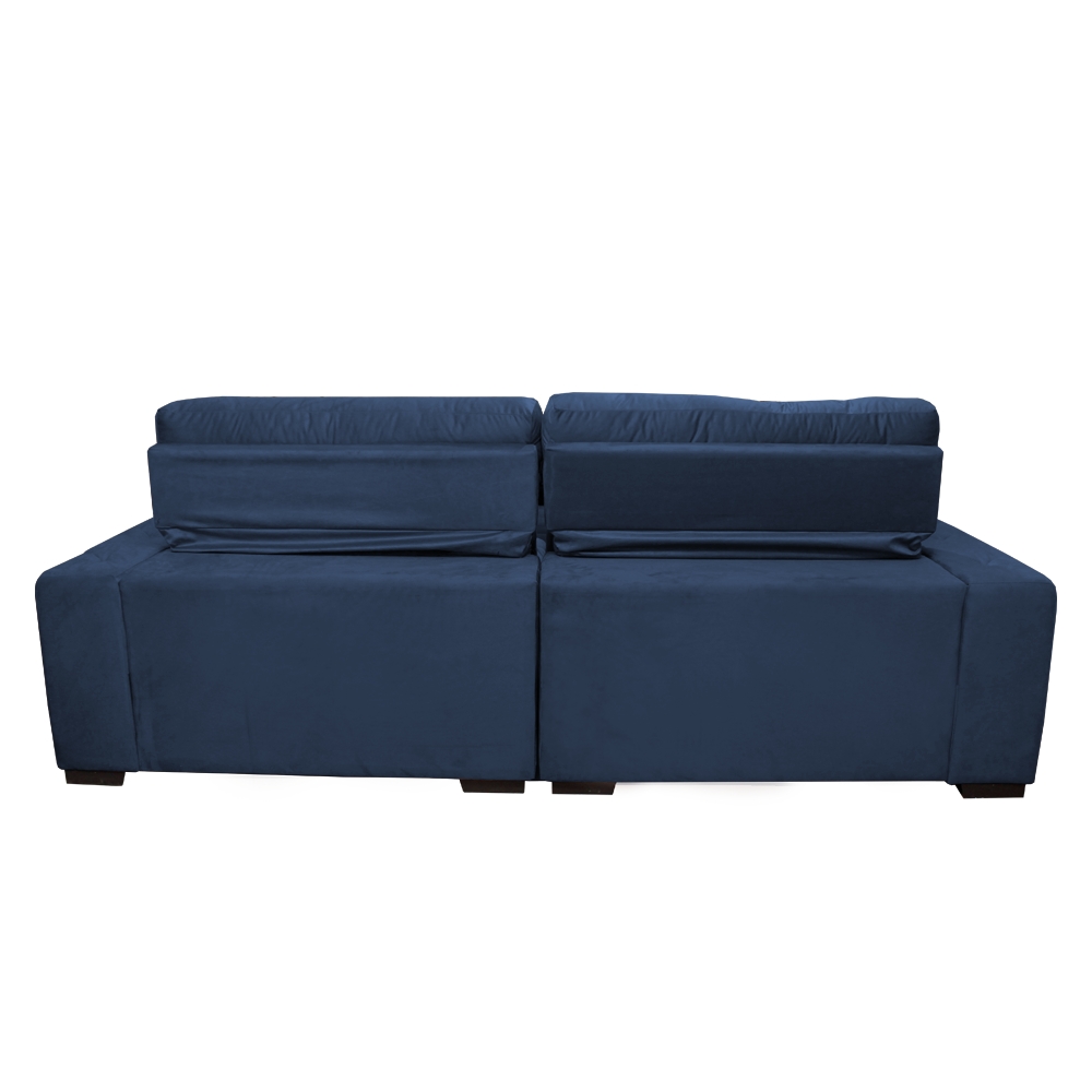 Sofá 2,42m Retrátil e Reclinável com Molas Cama inBox Confort Tecido Suede Velusoft Azul