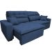 Sofá 2,42m Retrátil e Reclinável com Molas Cama inBox Confort Tecido Suede Velusoft Azul