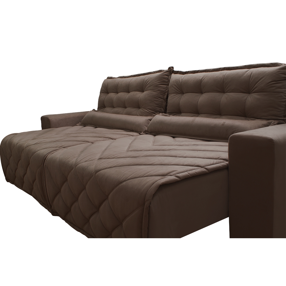 Sofá 2,52m Retrátil e Reclinável com Molas Cama inBox Plus Tecido Suede Velusoft Castor