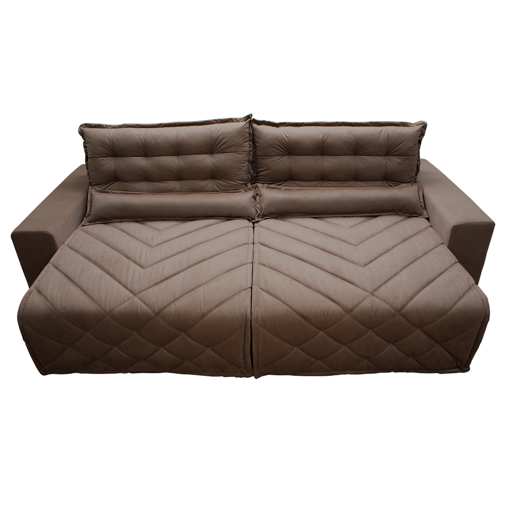 Sofá 2,52m Retrátil e Reclinável com Molas Cama inBox Plus Tecido Suede Velusoft Castor