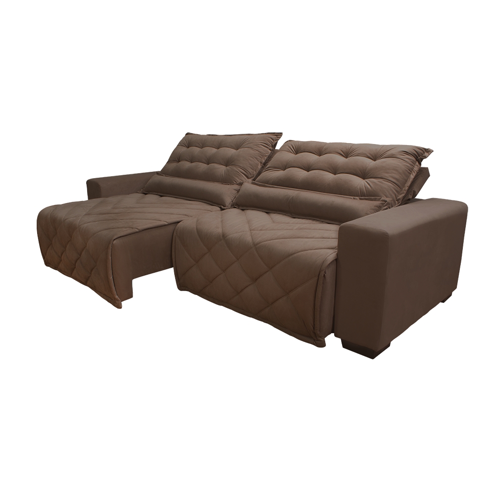 Sofá 2,52m Retrátil e Reclinável com Molas Cama inBox Plus Tecido Suede Velusoft Castor
