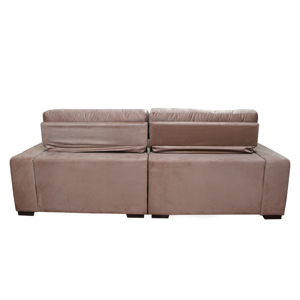 Sofá 2,62m Retrátil e Reclinável com Molas Cama inBox Confort Tecido Suede Velusoft Castor