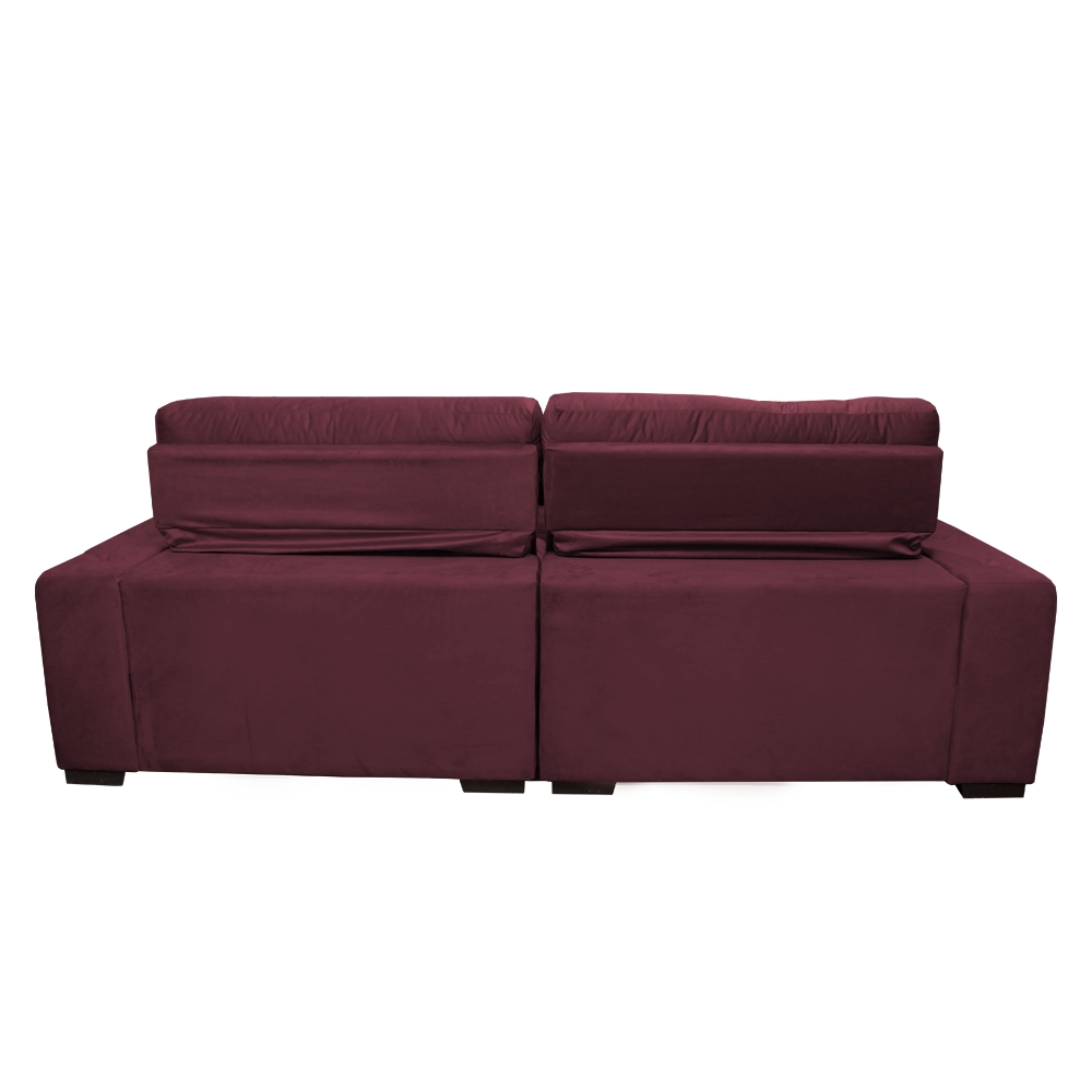 Sofá 2,62m Retrátil e Reclinável com Molas Cama inBox Confort Tecido Suede Velusoft Vinho