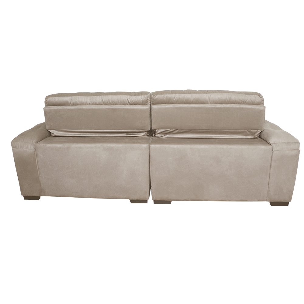 Sofá 2,62m Retrátil e Reclinável com Molas Cama inBox Top Tecido Suede Velusoft Bege