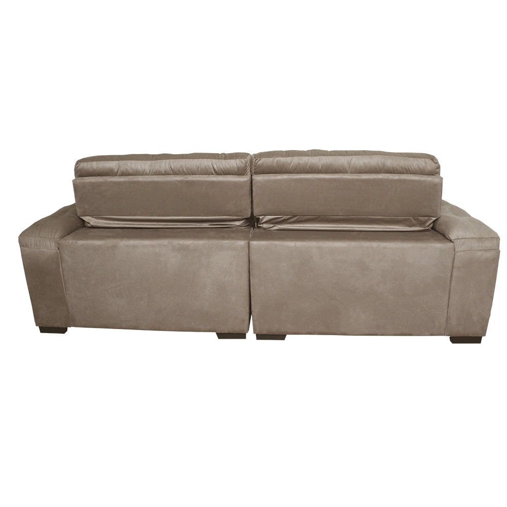 Sofá 2,62m Retrátil e Reclinável com Molas Cama inBox Top Tecido Suede Velusoft Castor
