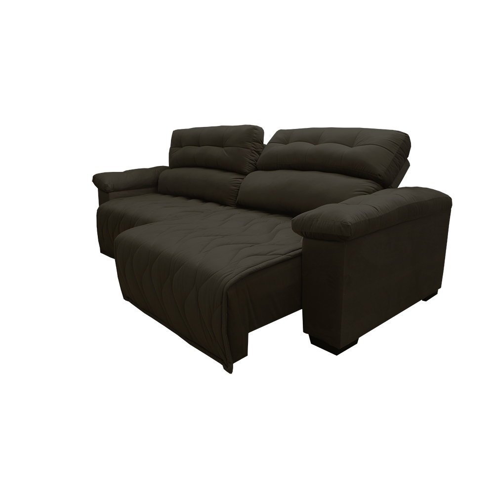 Sofá 2,72m Retrátil e Reclinável com Molas Cama inBox Top Tecido Suede Velusoft Café