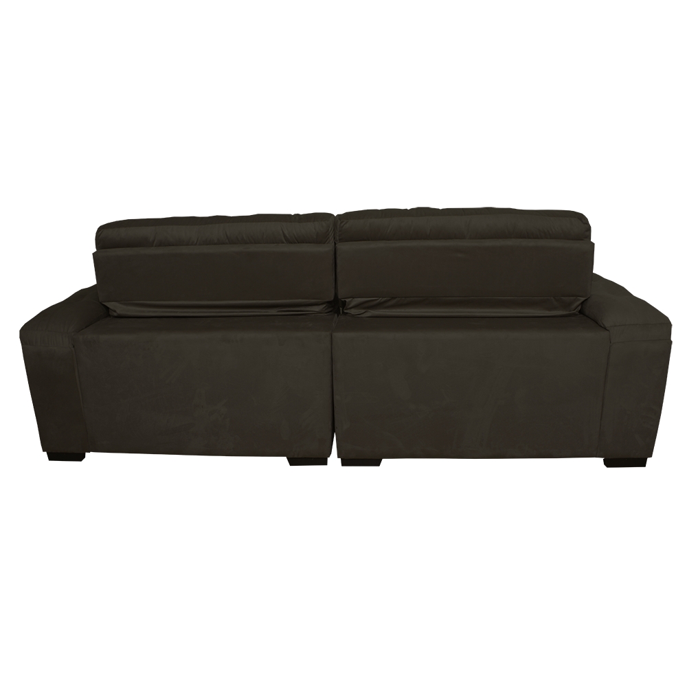 Sofá 2,72m Retrátil e Reclinável com Molas Cama inBox Top Tecido Suede Velusoft Café