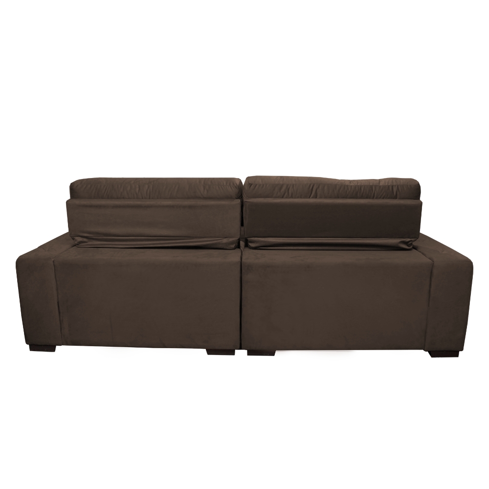 Sofá 2,82m Retrátil e Reclinável com Molas Cama inBox Confort Tecido Suede Velusoft Café